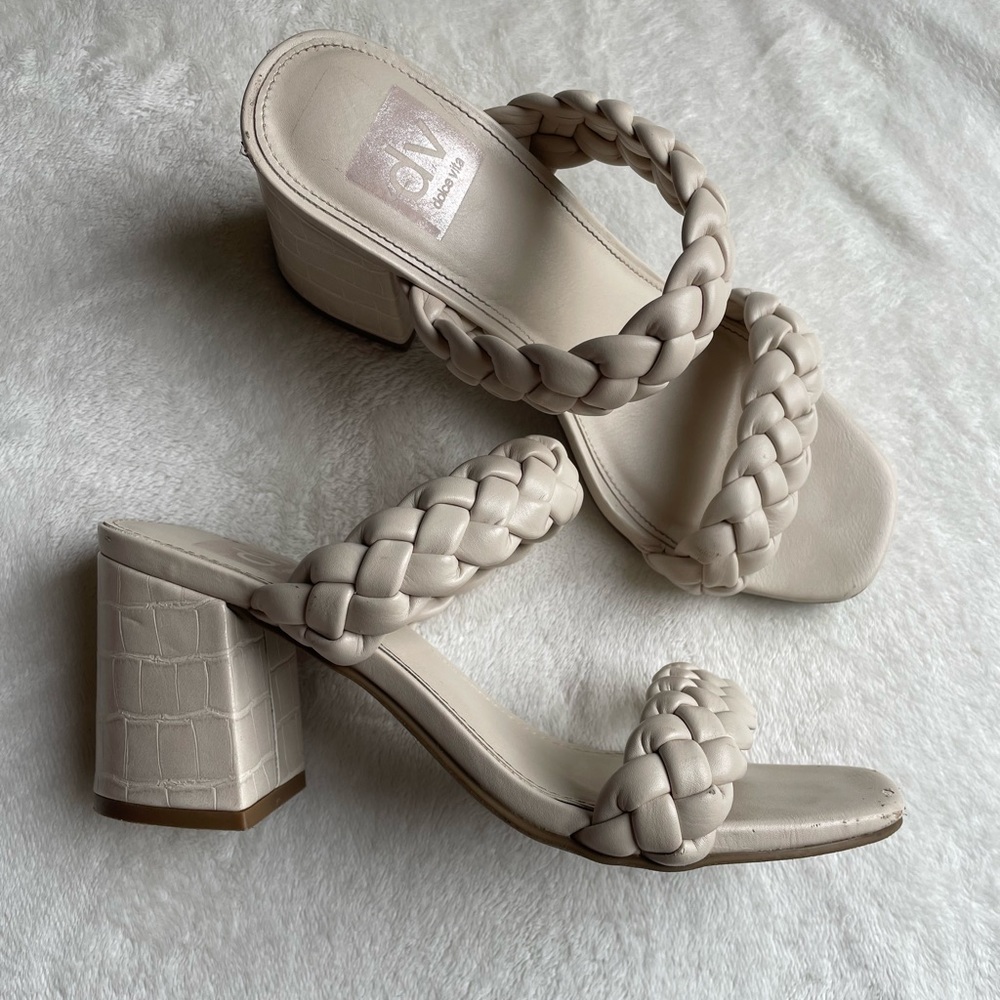 DV Strappy Block Heeled Sandal in Bone